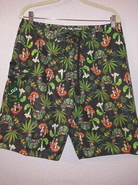 LRG Lifted Research Group Alohigh Board Shorts Mens 32 Weed Psychedelic Shrooms